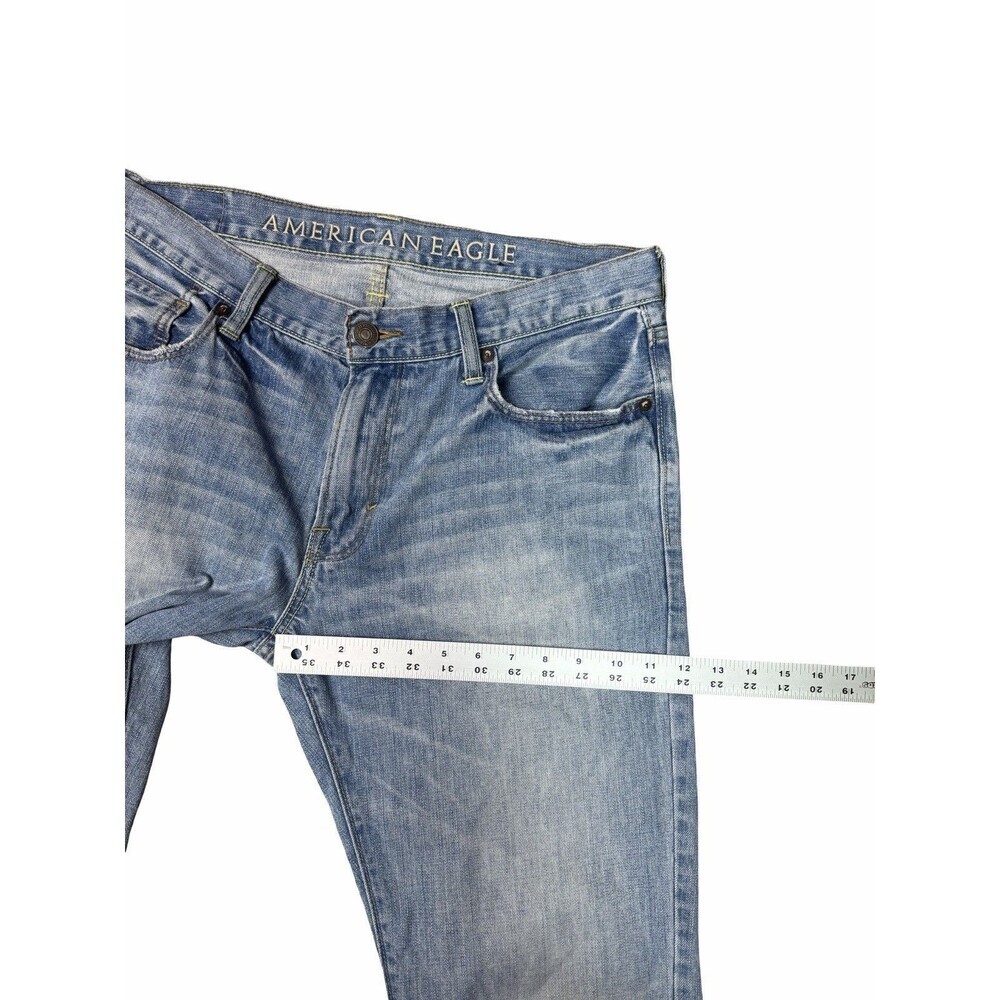 American Eagle Jeans Men's 33x34 (35x34) Original Straight Light Wash Y2K 2011 - Picture 8 of 13